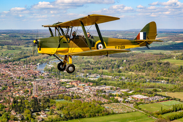 Tiger Moth Over Henley on Thames Picture Board by Oxon Images
