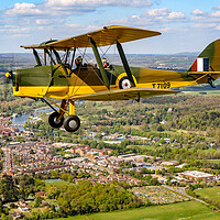 Buy canvas prints of Tiger Moth Over Henley on Thames by Oxon Images