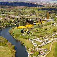 Buy canvas prints of Tiger Moth Over Henley by Oxon Images