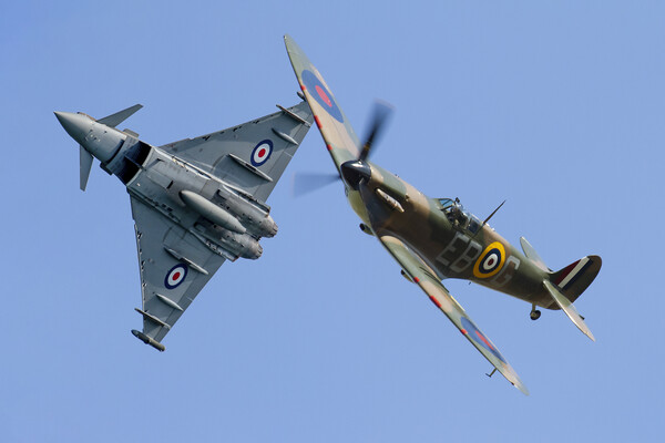 Typhoon And Spitfire Break Picture Board by Oxon Images