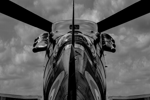Spitfire Black and White Picture Board by Oxon Images