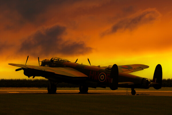 Lancaster Bomber Sunset Picture Board by Oxon Images