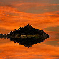 Buy canvas prints of St Michaels Mount reflected 2 by Oxon Images