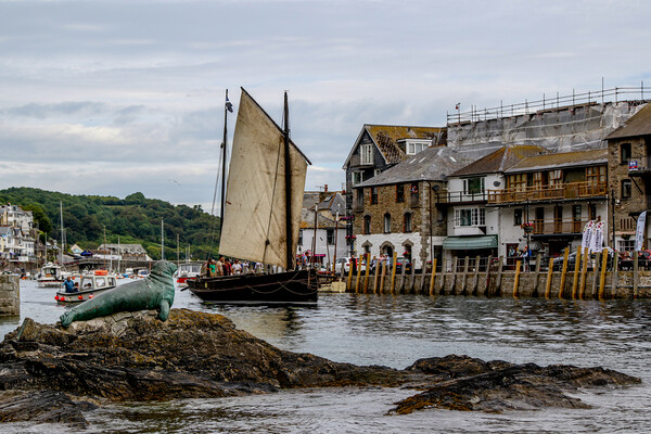 Looe Lugger Making Sail Picture Board by Oxon Images