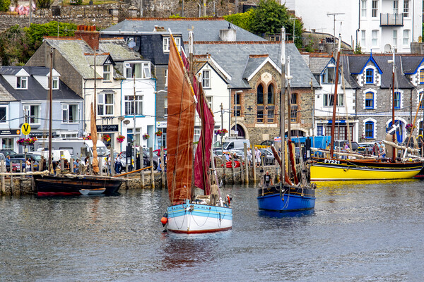 Looe Luggers heading down Looe River Picture Board by Oxon Images