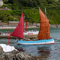 Buy canvas prints of Looe Lugger IRIS Passing Banjo Pier by Oxon Images