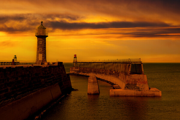 Whitby Harbour Piers Picture Board by Oxon Images