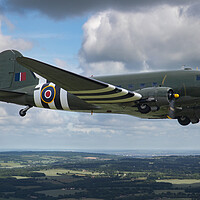 Buy canvas prints of BBMF Dakota Over The Chilterns by Oxon Images