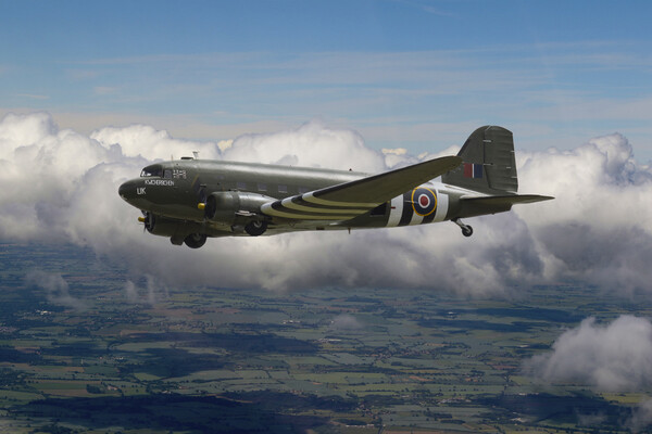 DC3 Over Norfolk Picture Board by Oxon Images