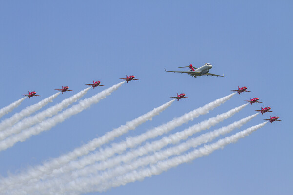 Red Arrows and Sentinel R1 Picture Board by Oxon Images