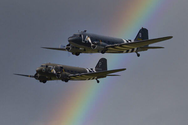 Two DC3 Pair And Rainbow Picture Board by Oxon Images
