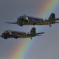 Buy canvas prints of Two DC3 Pair And Rainbow by Oxon Images