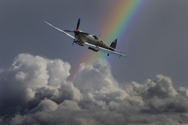 A Storm Behind The Spitfire Picture Board by Oxon Images