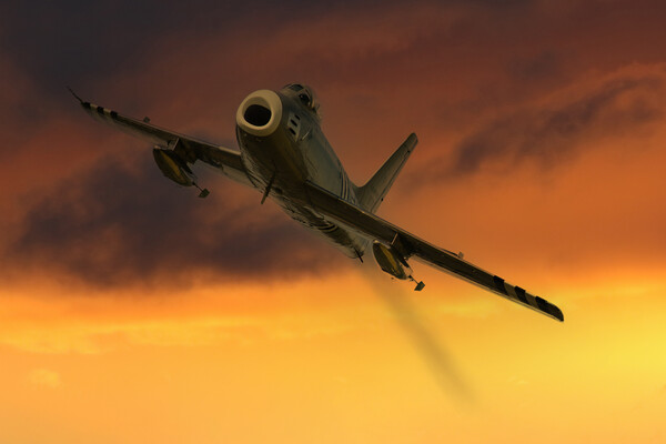 F86a Sabre Sunset Picture Board by Oxon Images