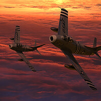 Buy canvas prints of North American F86 Sunset by Oxon Images