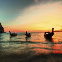 Buy canvas prints of  Railay Sunset and the Boats by Toon Photography