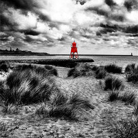 Buy canvas prints of Red Groyne in a Mono World by Toon Photography