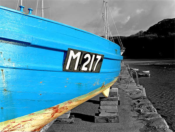 Blue Boat Picture Board by Neil Evans