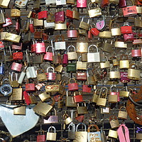 Buy canvas prints of Love locks by Heather Gale