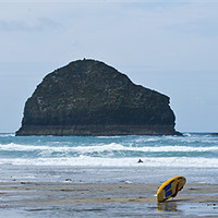 Buy canvas prints of Surfing at Trebarwith by David Wilkins