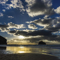 Buy canvas prints of Sunset at Trebarwith by David Wilkins