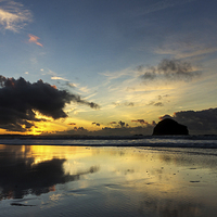 Buy canvas prints of Trebarwith Strand Sunset by David Wilkins