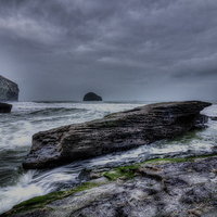 Buy canvas prints of Stormy Trebarwith by David Wilkins
