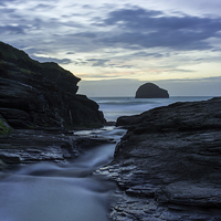 Buy canvas prints of  The Stream at Trebarwith by David Wilkins