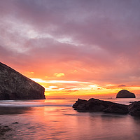 Buy canvas prints of Trebarwith Strand Sunset by David Wilkins