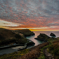 Buy canvas prints of Boscastle Harbour Sunset by David Wilkins
