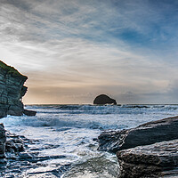 Buy canvas prints of Stormy Trebarwith by David Wilkins