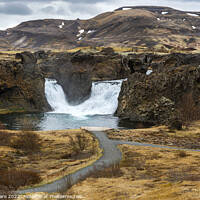 Buy canvas prints of Hjalparfoss Waterfalls by David Hare