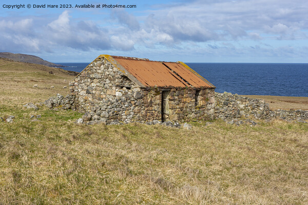 Stone Building on coast of Scotland Picture Board by David Hare