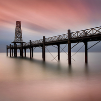 Buy canvas prints of  Wooden Pier at Dawn by David Hare