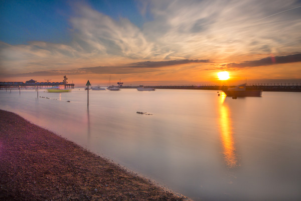Herne Bay Sunset Picture Board by David Hare