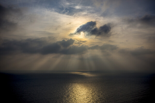 Sunset over the English Channel Picture Board by David Hare