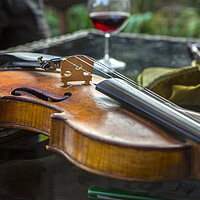 Buy canvas prints of Violin with wine by David Hare