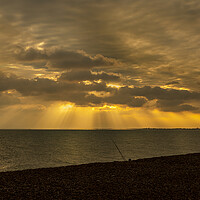 Buy canvas prints of Sunbeams at Sunset  by David Hare