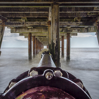Buy canvas prints of  Under Southwold Pier by Roy Scrivener
