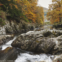 Buy canvas prints of Afon Llugwy in Autumn. Betws y Coed, Wales, UK. by Liam Grant
