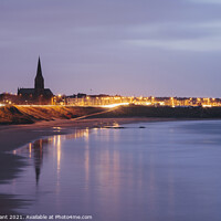 Buy canvas prints of Tynemouth Church at dusk twilight. Northumberland, UK. by Liam Grant