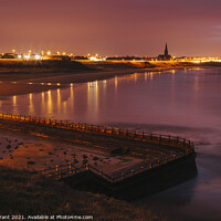 Buy canvas prints of Old sea bathing pool and Tynemouth Church at night. Northumberla by Liam Grant