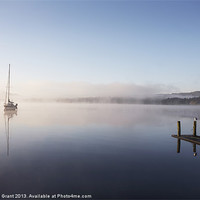 Buy canvas prints of Morning mist and boats on Lake Windermere. by Liam Grant