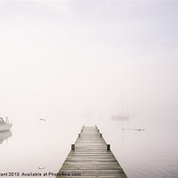 Buy canvas prints of Boats in fog on Lake Windermere. Waterhead, Lake D by Liam Grant