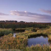 Buy canvas prints of Marshes and Windmill. Cley-next-the-Sea, Norfolk,  by Liam Grant