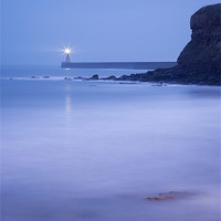 Buy canvas prints of North Pier Lighthouse at dusk from Sharpness Point by Liam Grant