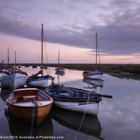 Buy canvas prints of Boats at dawn, Blakeney Harbour. by Liam Grant