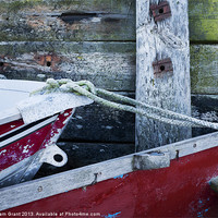 Buy canvas prints of Detail of boats and seawall. Burnham Overy Staithe by Liam Grant