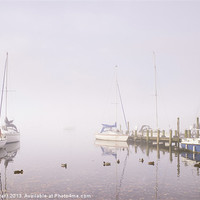 Buy canvas prints of Boats in fog on Lake Windermere. by Liam Grant