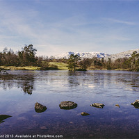 Buy canvas prints of Frozen surface. Tarn Hows, Lake District, Cumbria, by Liam Grant